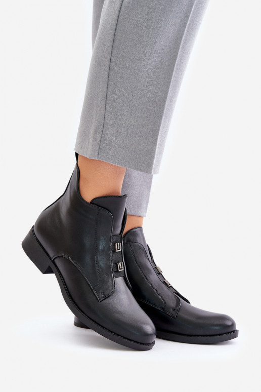 Insulated Women's Boots on Flat Heel Made of Eco Leather Black S.Barski HY42-716 Insulated Women's Boots on Flat Heel Made of Eco Leather Black S.Barski HY42-716