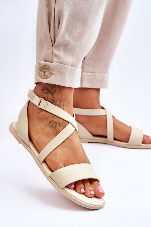 Leather Ankle Sandals Big Star LL274A161 Beige Leather Ankle Sandals Big Star LL274A161 Beige