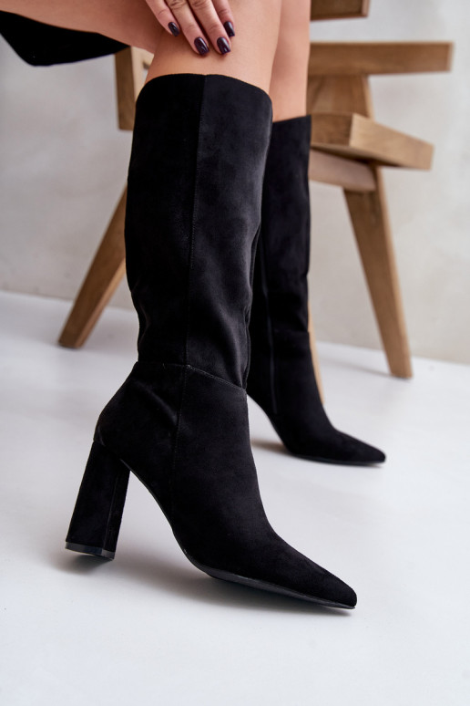 Knee High Block Heels Black Lannetea Knee High Block Heels Black Lannetea