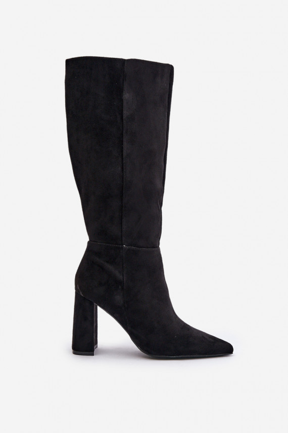 Knee High Block Heels Black Lannetea