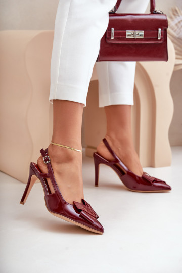Patent Heels With Open Heel Burgundy Auroravia 2