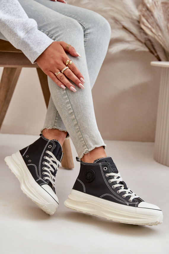 Warm Women's Platform Sneakers Eco Leather Big Star Pink
