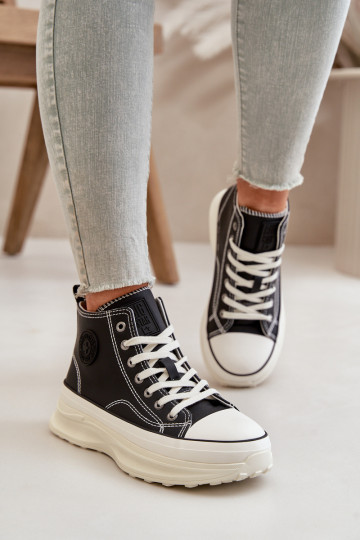 Warm Women's Platform Sneakers Eco Leather Big Star Pink