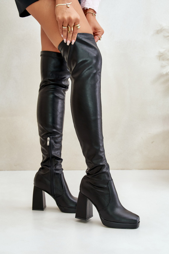 Knee High Heeled Boots Black Liatheia