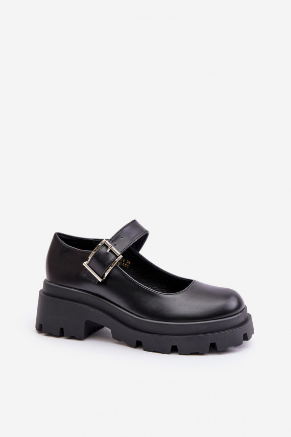 Women's Shoes With Buckle Black Plikuria