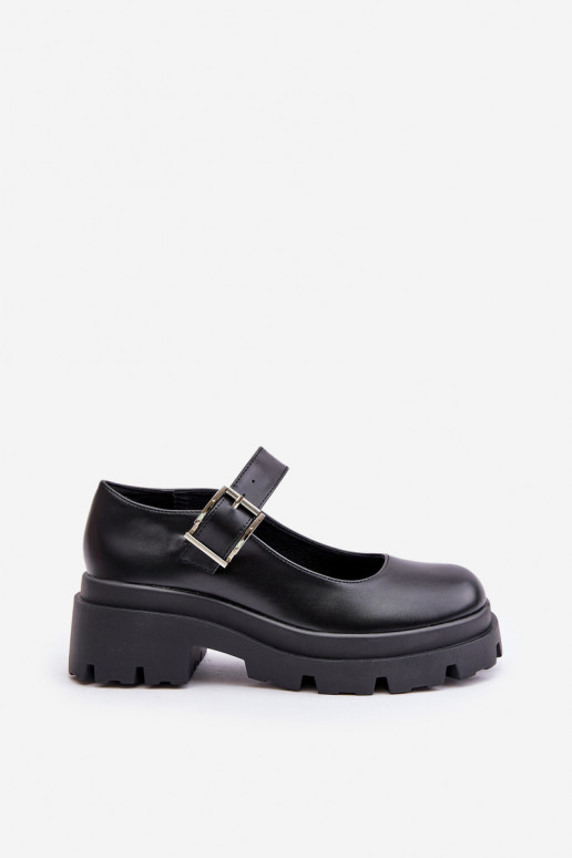 Women's Shoes With Buckle Black Plikuria