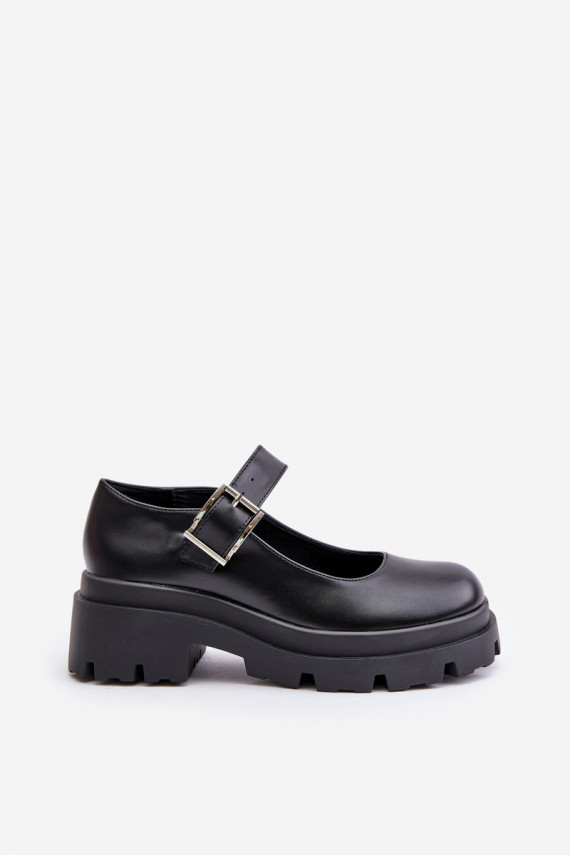 Women's Shoes With Buckle Black Plikuria