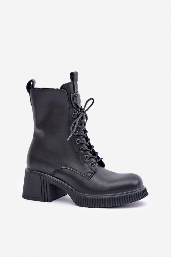 Insulated Women's Boots Made of Natural Leather Black Vinceza