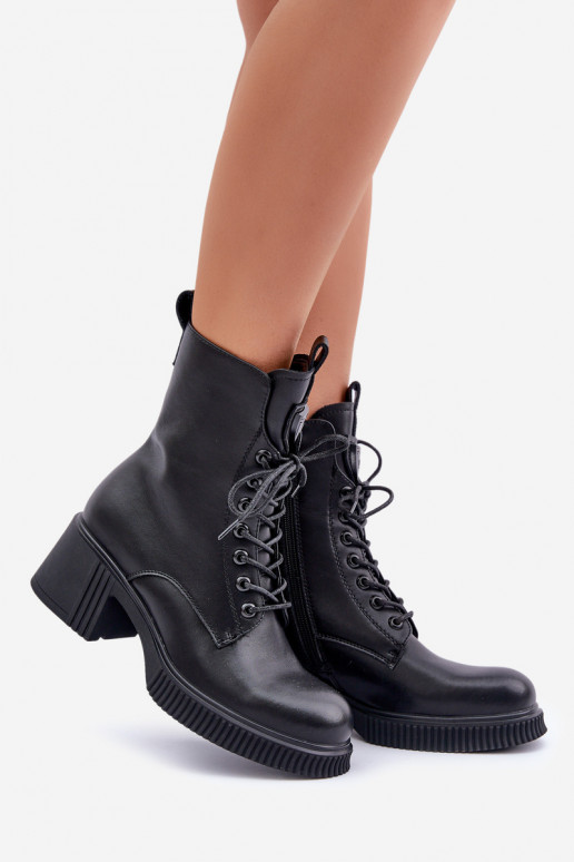 Insulated Women's Boots Made of Natural Leather Black Vinceza