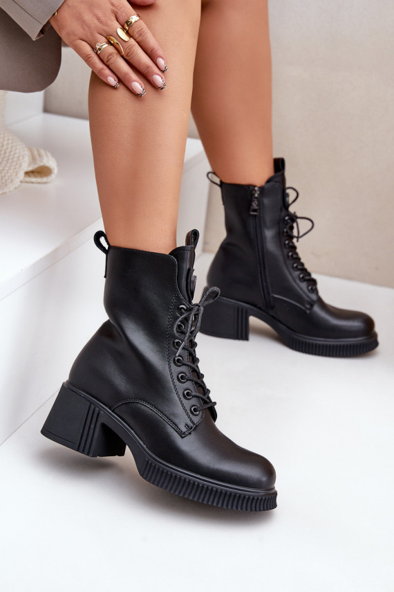 Insulated Women's Boots Made of Natural Leather Black Vinceza