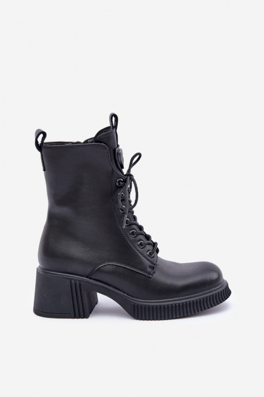 Insulated Women's Boots Made of Natural Leather Black Vinceza