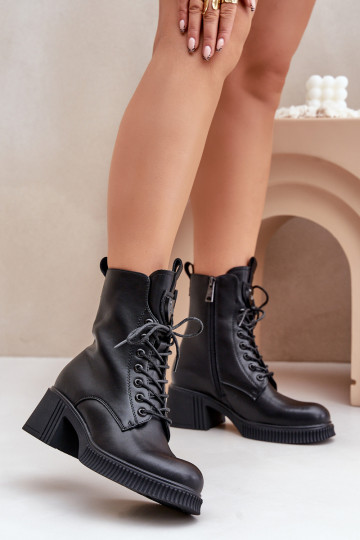 Insulated Women's Boots Made of Natural Leather Black Vinceza