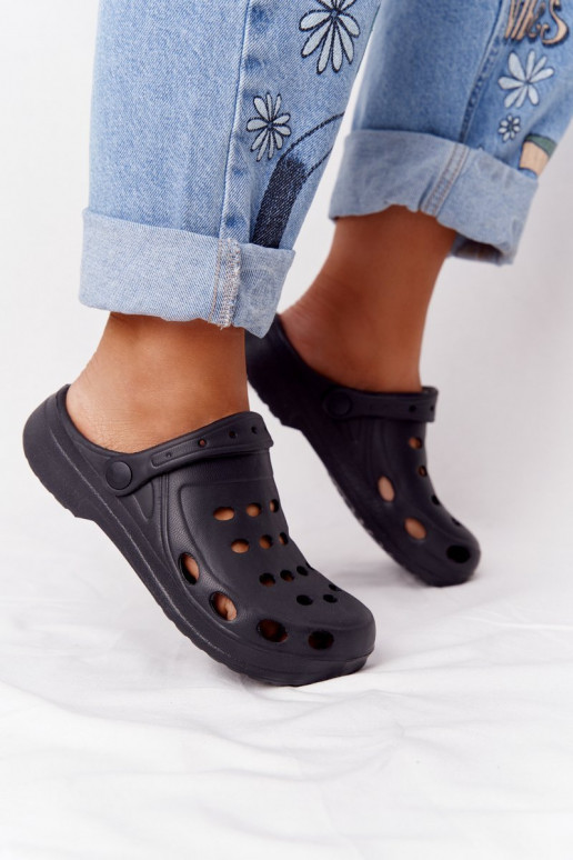 Women's Flip Flops Black Foam EVA Dots