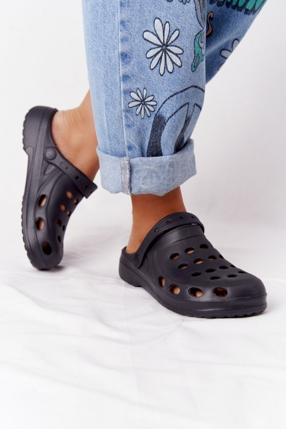 Women's Flip Flops Black Foam EVA Dots