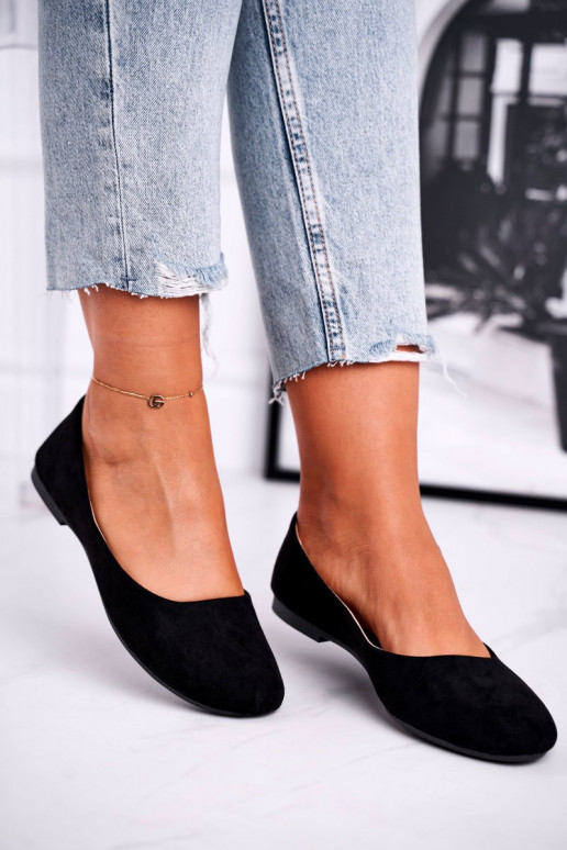 Women's Black Suede Ballet Flats Lasota