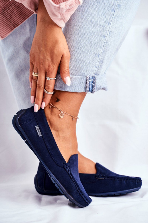 Women's Mocassins Navy Blue Suede Morreno