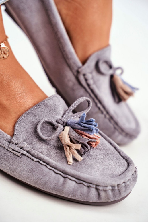 Women s Loafers Suede 20PB35-2003 Grey Donna Mia