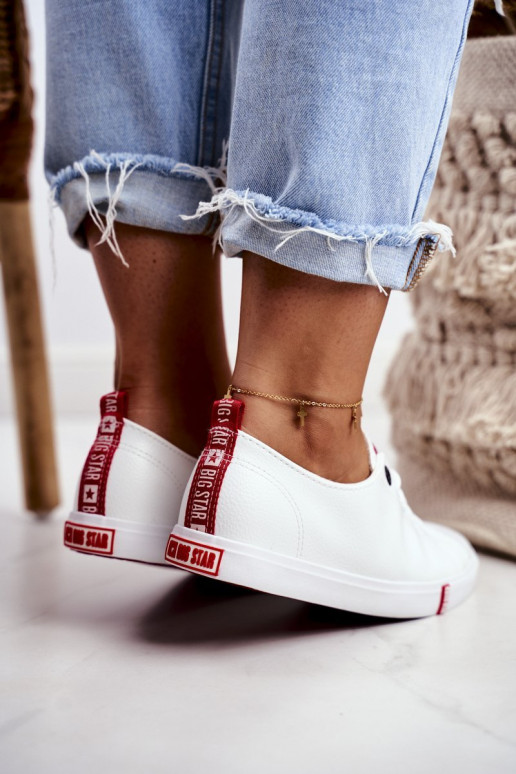 Women's Leather Sneakers Big Sta GG274005 White-Red