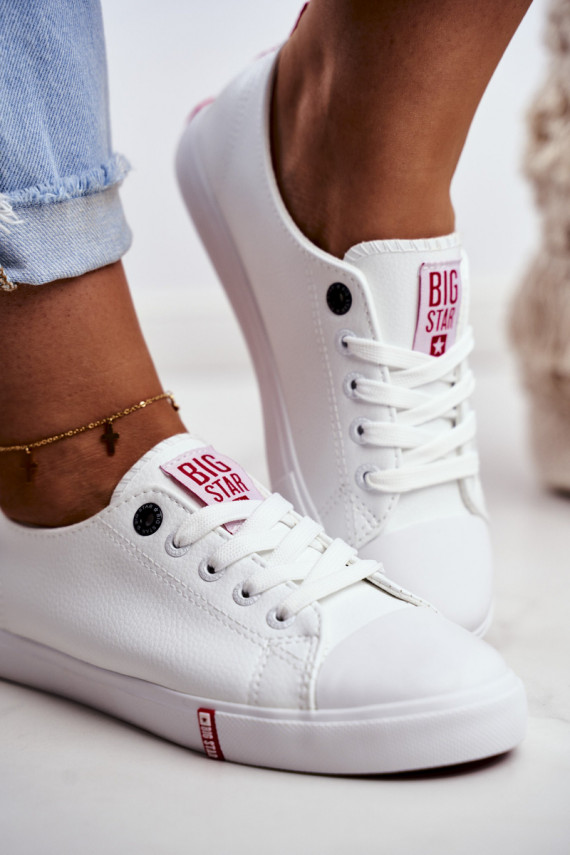 Women's Leather Sneakers Big Sta GG274005 White-Red