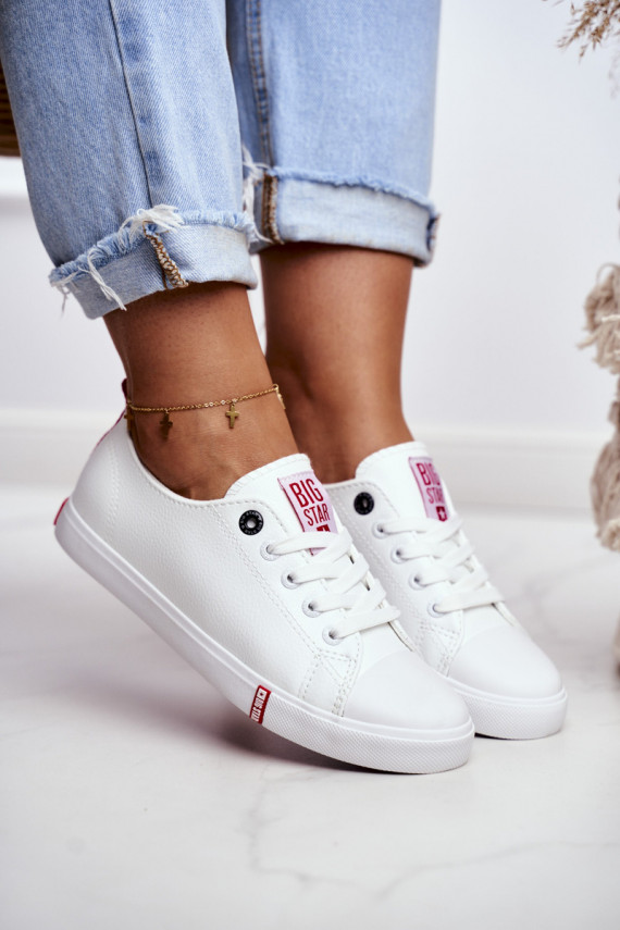 Women's Leather Sneakers Big Sta GG274005 White-Red