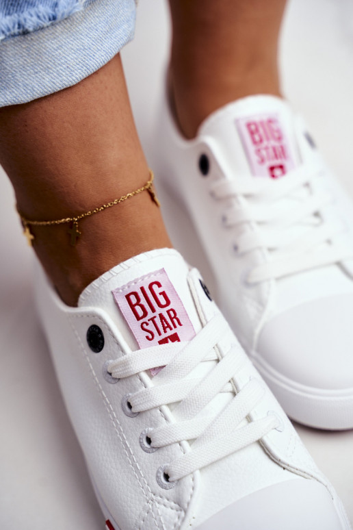 Women's Leather Sneakers Big Sta GG274005 White-Red