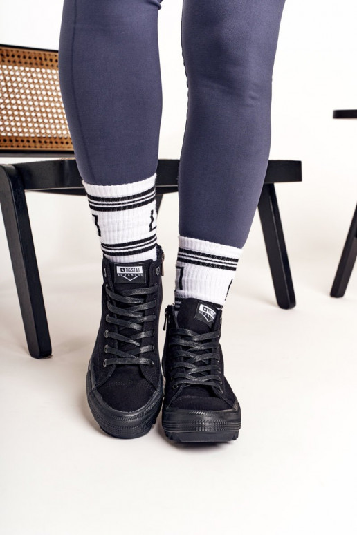 Women's High Sneakers On A Chunky Sole BIG STAR FF274244 Black