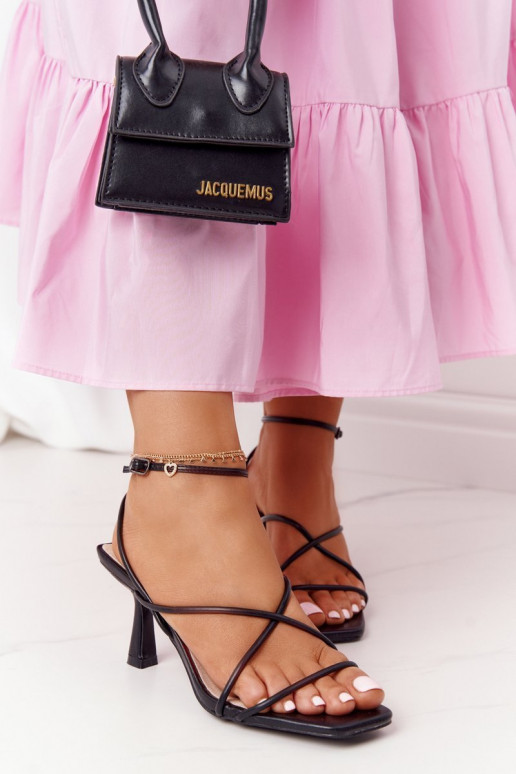 High Heel Sandals With Square Toe S.Barski C420-11 Black