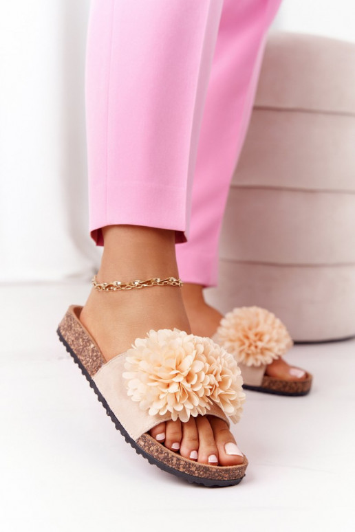Slippers On The Cork Sole Beige Flowerbomb