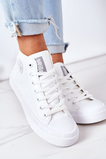 Women's Leather High Sneakers Big Star GG274016 White 2