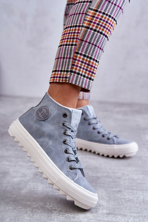Women's Leather Warm Sneakers Big Star EE274115 Light Blue