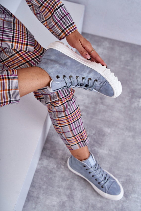 Women's Leather Warm Sneakers Big Star EE274115 Light Blue