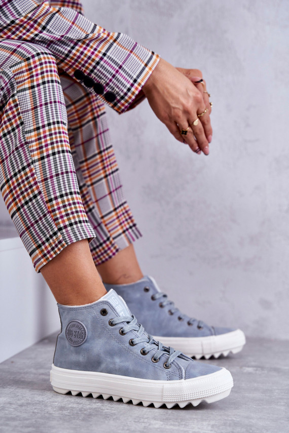 Women's Leather Warm Sneakers Big Star EE274115 Light Blue