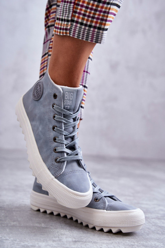 Women's Leather Warm Sneakers Big Star EE274115 Light Blue