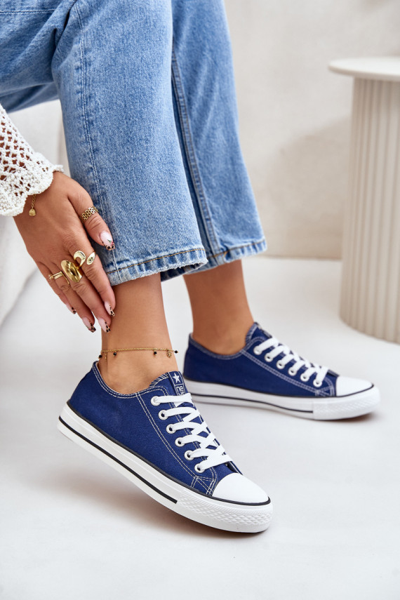 Women's Classic Sneakers Navy Blue Ecoma