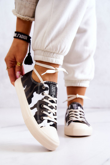 Women's Material Sneakers Camo BIG STAR JJ274237 White-Gray 2