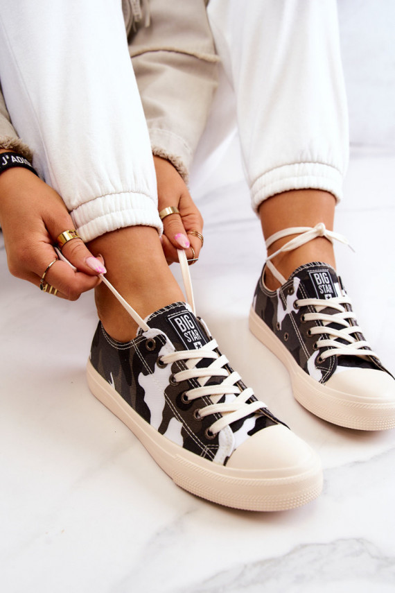 Women's Material Sneakers Camo BIG STAR JJ274237 White-Gray