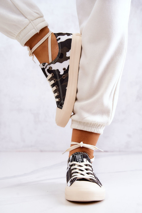 Women's Material Sneakers Camo BIG STAR JJ274237 White-Gray