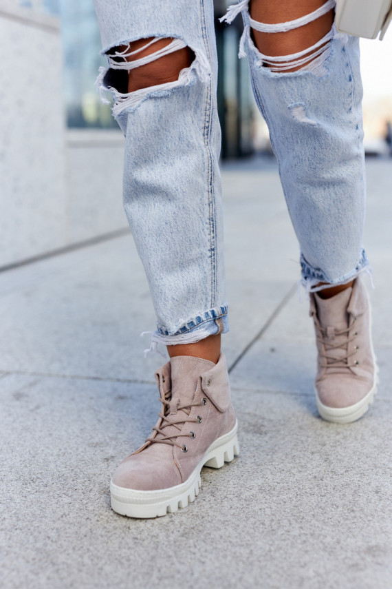 Suede Trapper Boots Tiered Light purple Dalles