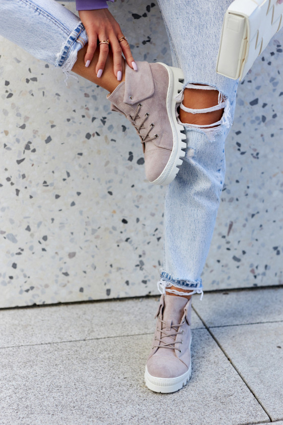 Suede Trapper Boots Tiered Light purple Dalles