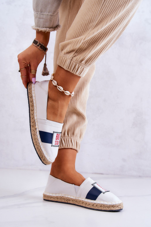 Women's Slip-On Espadrilles Big Star JJ274964 White and Navy Blue