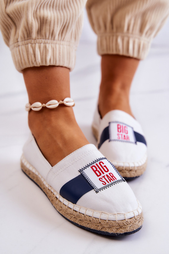 Women's Slip-On Espadrilles Big Star JJ274964 White and Navy Blue