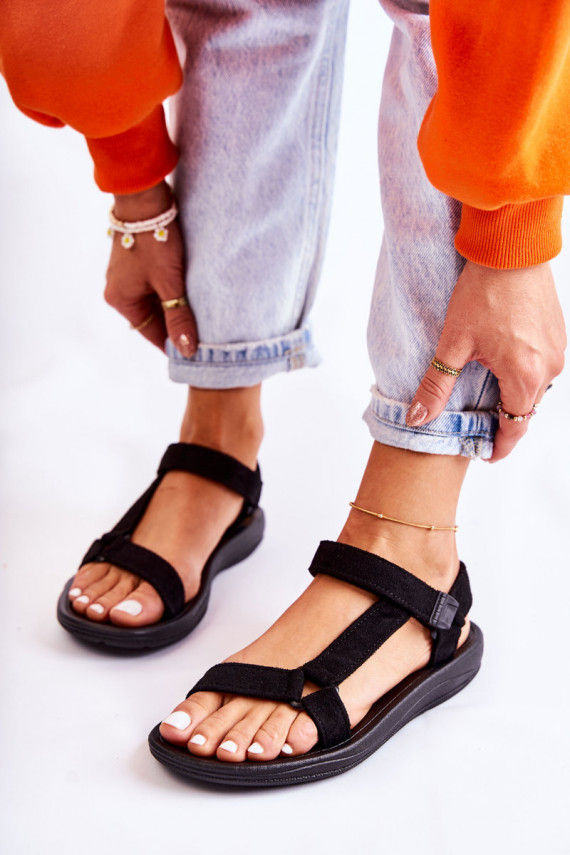 Women's Suede Sports Sandals Black Harris