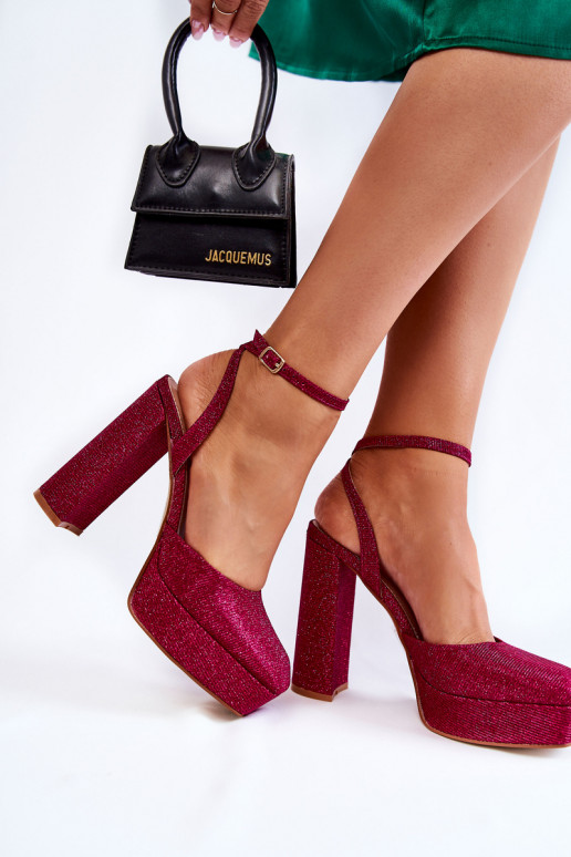 Women's Sandals Glitter On a Heel Dark pink Rosel