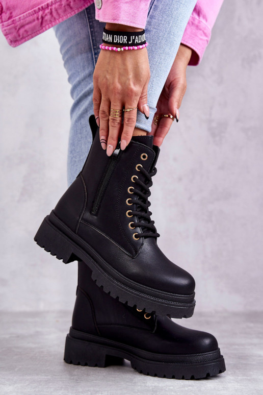Women's Warm Leather Boots Light Black Dorchen