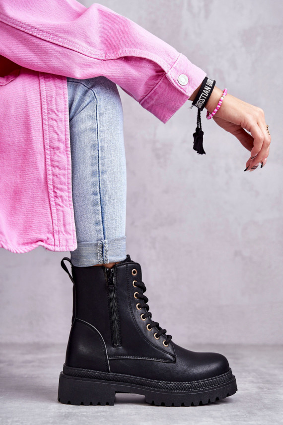 Women's Warm Leather Boots Light Black Dorchen