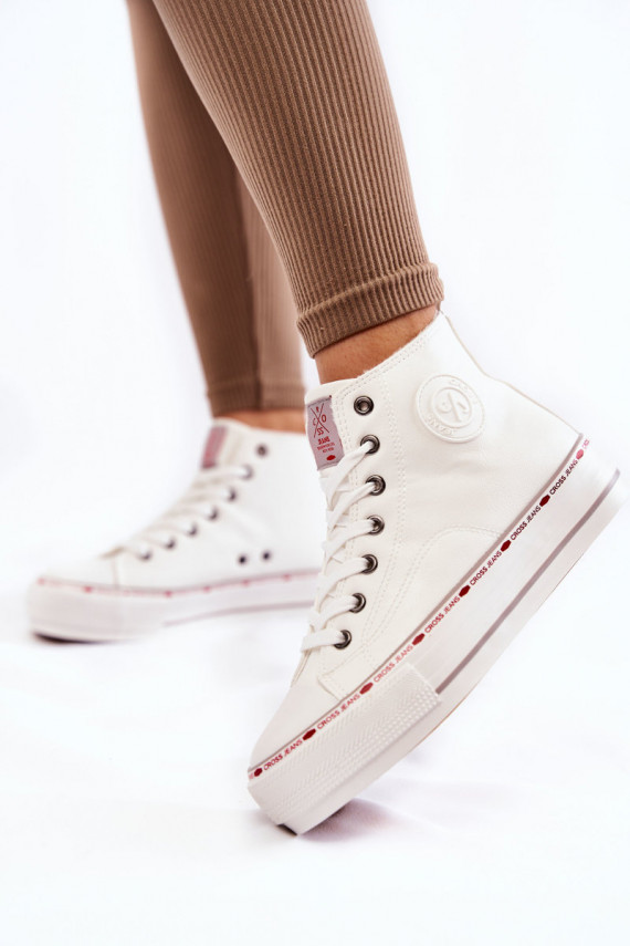 Women's High Warmed up Sneakers Cross Jeans KK2R4044C White