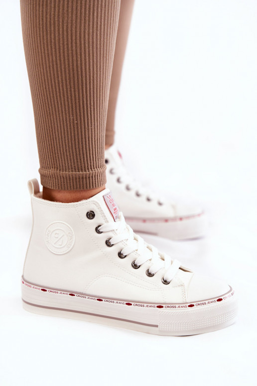 Women's High Warmed up Sneakers Cross Jeans KK2R4044C White