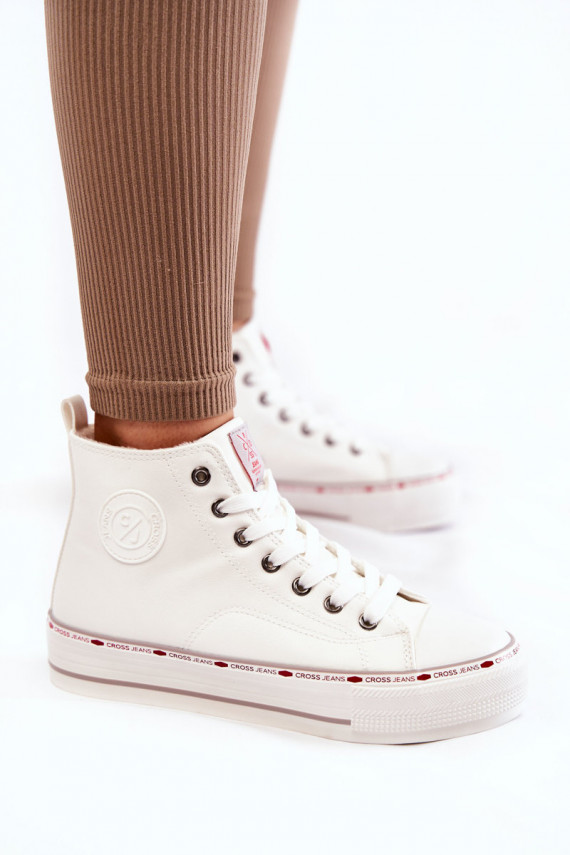 Women's High Warmed up Sneakers Cross Jeans KK2R4044C White
