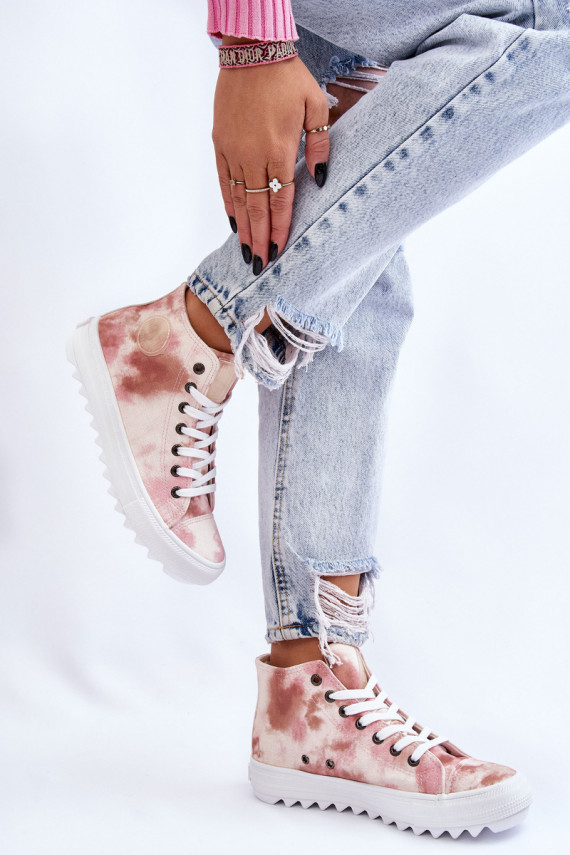 Women's Sneakers High Big Star LL274048 Beige-Pink
