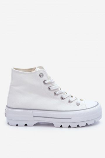 High Fabric Platform Sneakers Big Star LL274156 White 2